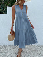 Wine red Laiza™ elegant summer dress by Lumina Vancouver, featuring a flowing design and lightweight fabric.