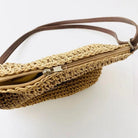 Lumina Wear Léandre beige straw shoulder bag with vegan leather accents, stylish and lightweight handbag for everyday use.