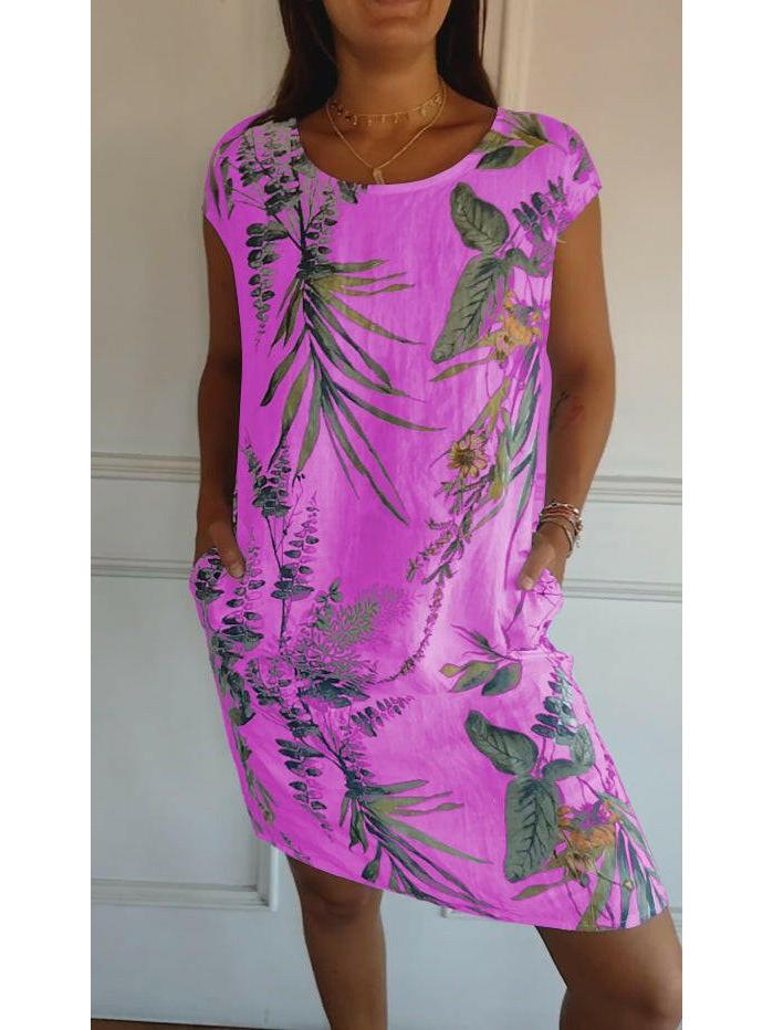 Lillian™ casual printed dress in white by Lumina Vancouver, featuring a relaxed fit and floral pattern, perfect for everyday wear.