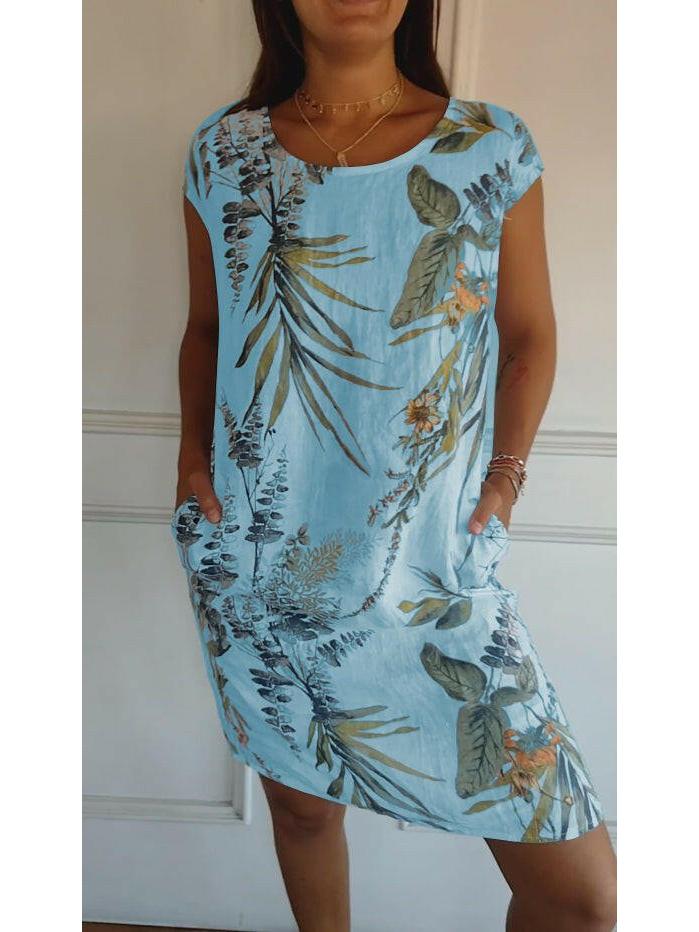 Lumina Vancouver Lillian™ casual printed dress in white, showcasing a relaxed fit and stylish floral pattern.