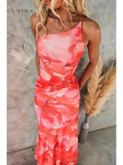 Purple Lilliana maxi dress by Lumina Vancouver, elegant wedding guest dress with flowing fabric and intricate details.