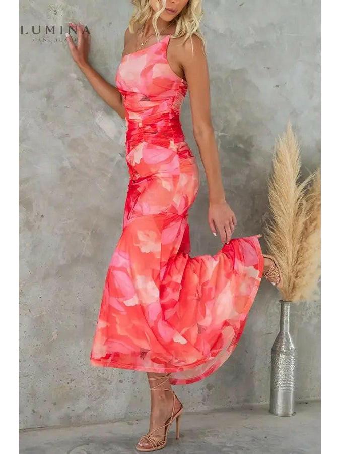 Purple Lilliana Maxi Dress by Lumina Vancouver, elegant wedding guest dress with flowing fabric and floral detail.