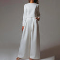 Black Lily Lumina Wear contemporary cropped top and wide-leg trousers set, stylish two-piece outfit for modern fashion.