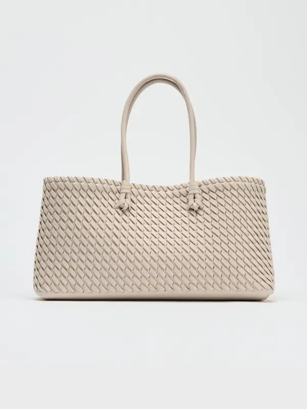 Lumina Wear Lindsay tote bag in cream with elegant woven design, spacious interior, perfect for stylish everyday use.