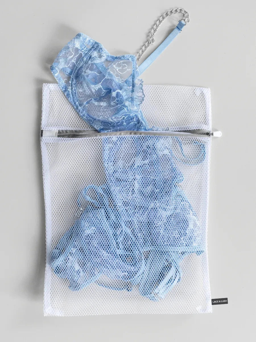 Lumina Vancouver lingerie care bag for delicate underwear and lingerie, made of mesh fabric with zipper closure.