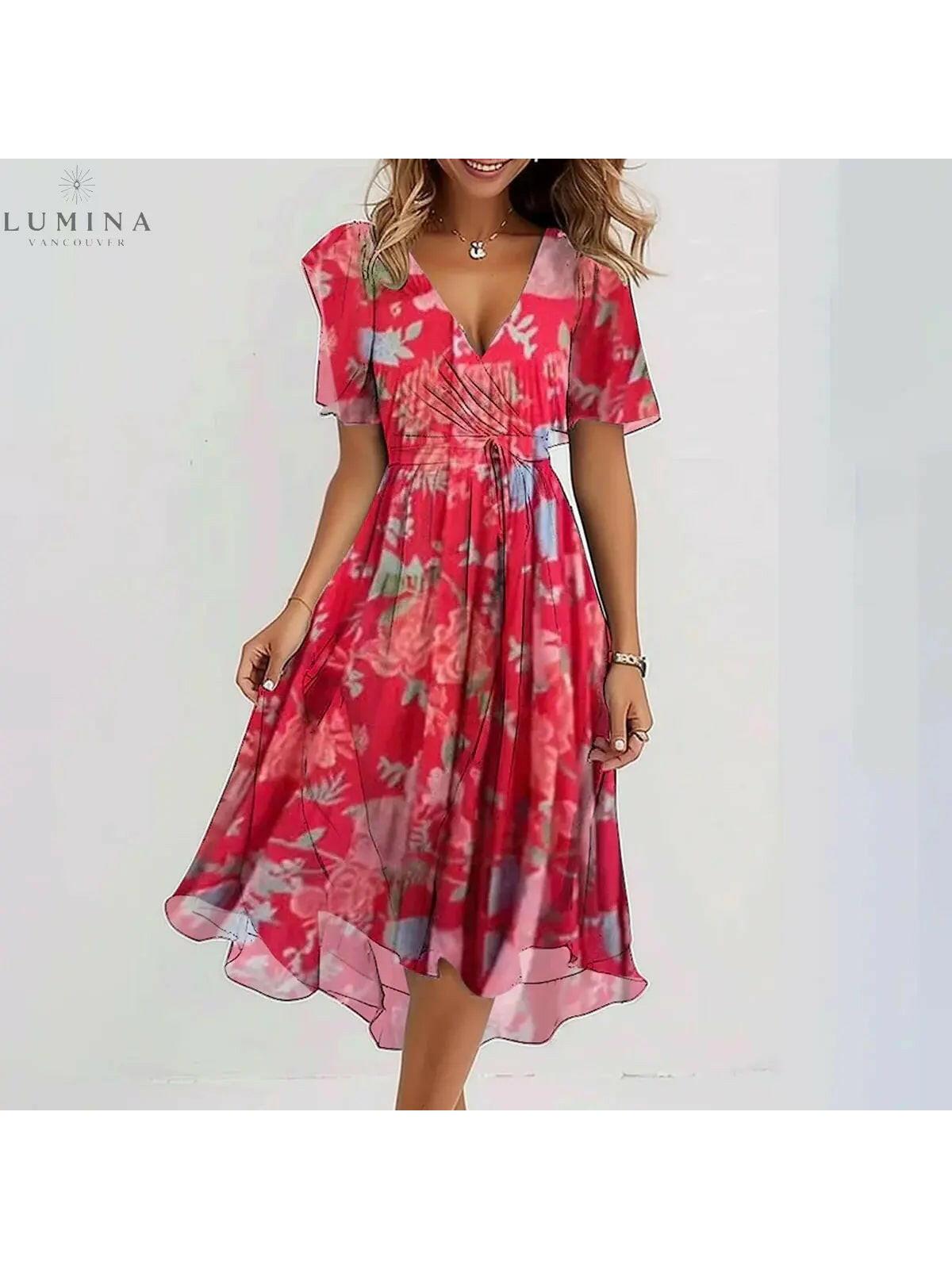 Blue Linnea elegant dress by Lumina Vancouver, featuring a stylish Aderhulstang design with a fitted silhouette.