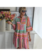 Lissie Spring Dress by Lumina Vancouver in size S, featuring a floral pattern and lightweight fabric for warm weather wear.
