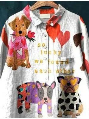 Multicolor Claudette Canine Art Tee by Lumina Vancouver featuring a vibrant dog illustration on a casual t-shirt.