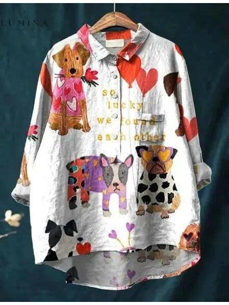 Claudette Canine Art Tee by Lumina Vancouver featuring colorful dog design on a casual t-shirt.