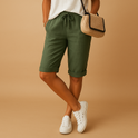Light blue Capri pants with drawstring from Lumina Wear, featuring a relaxed fit and casual style.