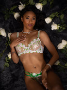 White Lovely Daisy lace lingerie set by Lumina Vancouver, includes matching bra and panty, featuring delicate lace details.