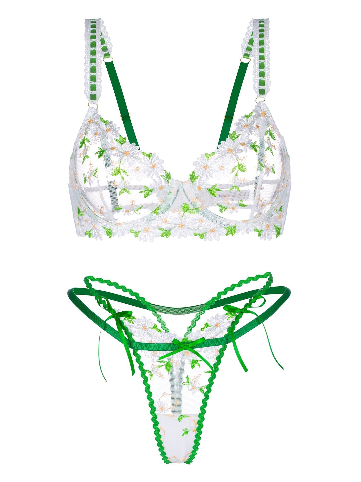 White Lovely Daisy lace lingerie set by Lumina Vancouver, 2-piece set with delicate floral lace details.