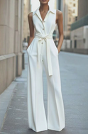 Orange sleeveless jumpsuit by Lumina Wear, featuring a stylish, fitted design perfect for casual or summer wear.