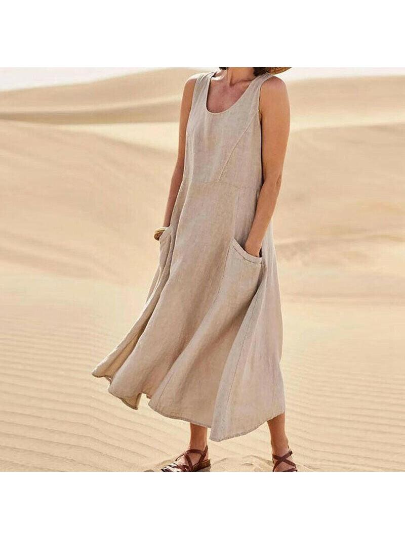 Lumina Vancouver LULU™ elegant khaki dress with pockets, stylish and comfortable for versatile wear.