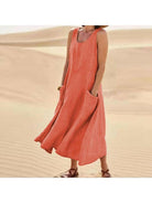 Lumina Vancouver LULU™ elegant khaki dress with pockets, stylish and comfortable for casual or semi-formal wear.