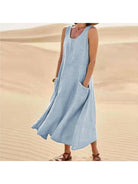 Lumina Vancouver LULU™ elegant khaki dress with pockets, stylish and comfortable for versatile wear.