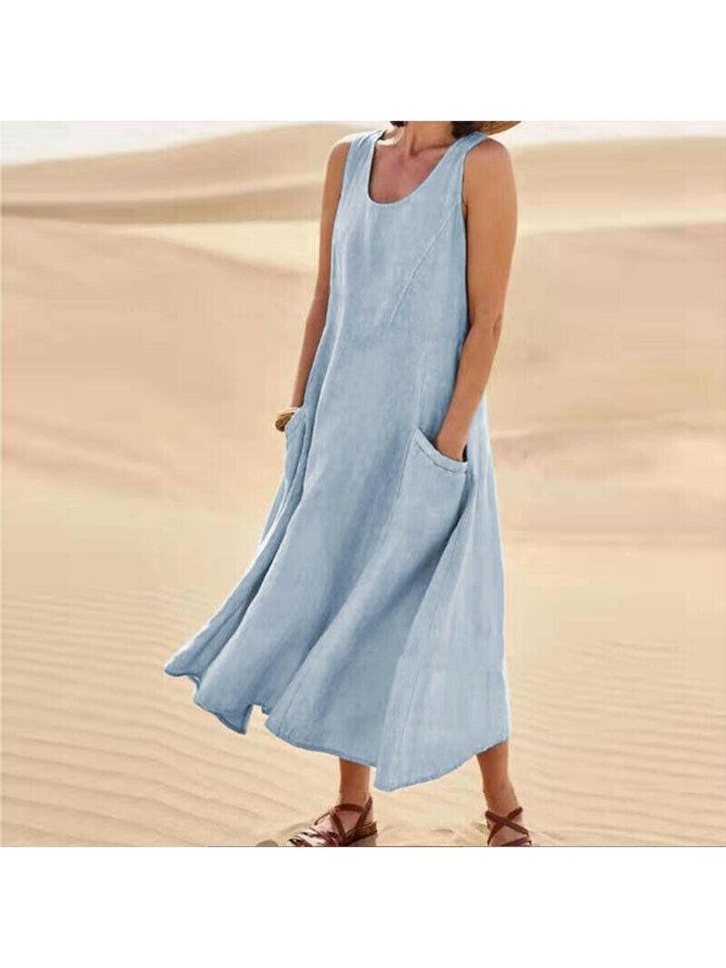 Lumina Vancouver LULU™ elegant khaki dress with pockets, stylish and comfortable for versatile wear.
