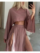 Green Laure Two-Piece Set by Lumina Vancouver featuring a stylish top and matching pants.