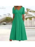 Lumina Wear Leila elegant green dress with tummy coverage, stylish and comfortable for formal or casual occasions.