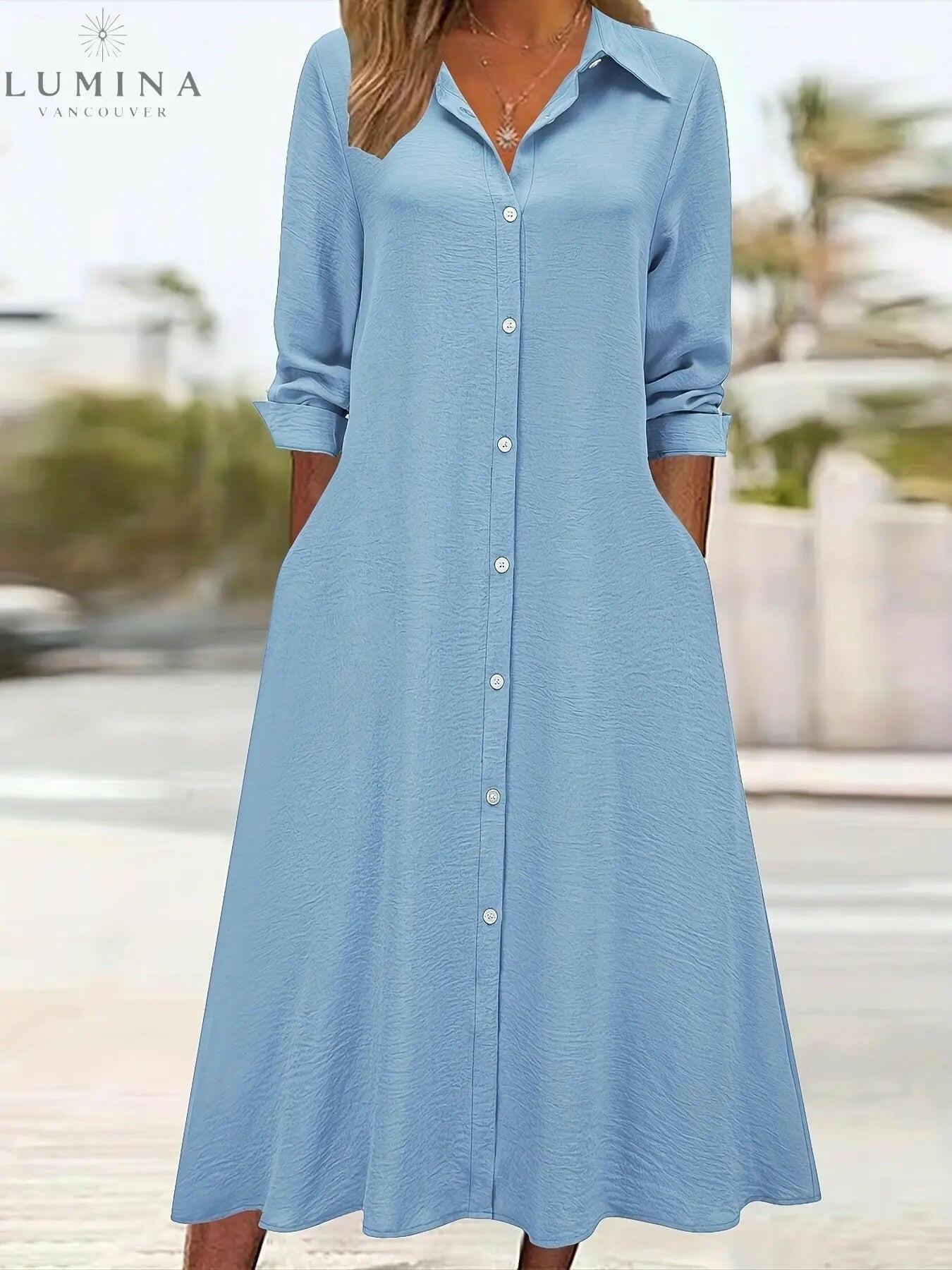 Charlotte - Button Front Shirt Dress - Lumina Vancouver