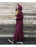 Black Lumina Wear Elisa hooded dress with a relaxed fit, featuring a hood and casual style, perfect for everyday wear.