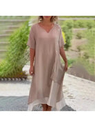 Blue Lumina Vancouver Rosalie maxi dress in a classic solid color, flowing and elegant for casual or formal occasions.