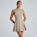 Lumina Wear Ranta Nightfall mini dress in brown, featuring stylish design and comfortable fit, perfect for evening wear.