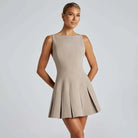 Lumina Vancouver Ranta Nightfall mini dress in brown, featuring a stylish, fitted design perfect for evening wear.