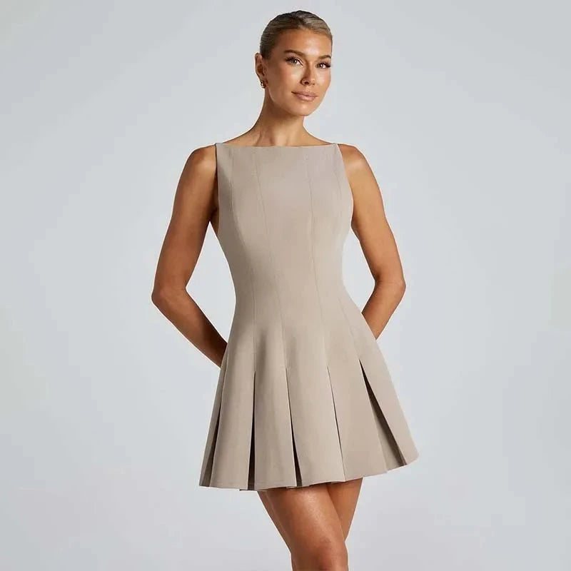Lumina Vancouver Ranta Nightfall mini dress in brown, featuring a stylish, fitted design perfect for evening wear.