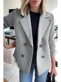 Lumina Wear Harper casual coat with pink button patchwork sleeves, lightweight and stylish for everyday wear.