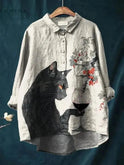Lumina Wear Ula Cat Art T-Shirt featuring a stylish cat illustration on a casual tee, perfect for cat lovers and fashion enthusiasts.