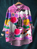 Lumina Wear Ula Cat Art T-Shirt featuring a colorful cat graphic on a casual cotton tee.