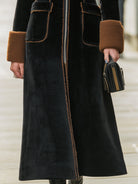 Elena | Long Plush Coat with Elegant Contrast Trim - Lumina - Lumina Vancouver