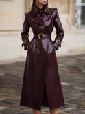 Burgundy Lumina Wear Nell trench coat for women, shown on model, stylish and lightweight with classic design and slim fit.