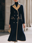 Nadia | Double-Breasted Coat with Camel Contrast Details - Lumina - Lumina Vancouver