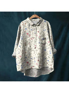 Gray Natasha Art Elegant Floral Shirt from Lumina Vancouver collection blouse, featuring a stylish floral design on a lightweight fabric.