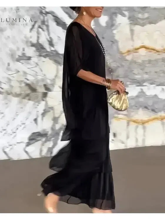 Caroline - Loose Round Neck Dress - Lumina Vancouver