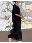 Caroline - Loose Round Neck Dress - Lumina Vancouver