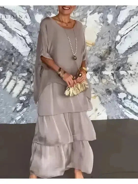 Caroline - Loose Round Neck Dress - Lumina Vancouver