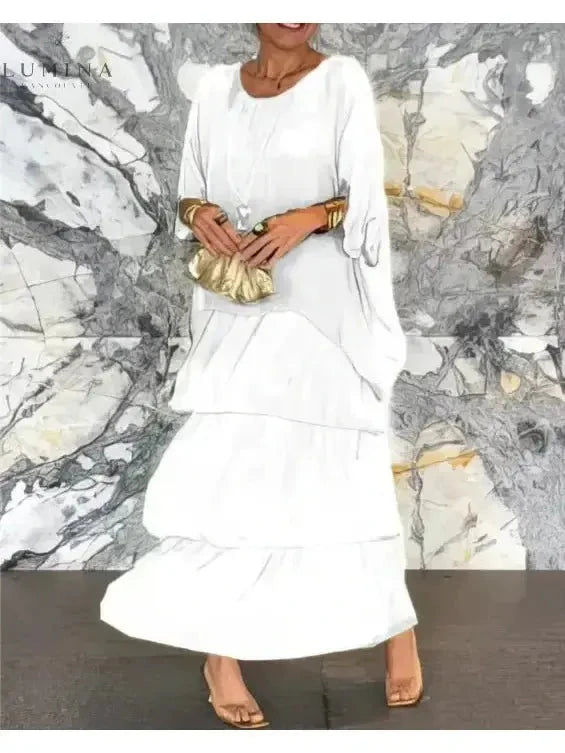 Caroline - Loose Round Neck Dress - Lumina Vancouver