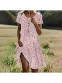 Red Maeve bohemian vibe dress by Lumina Wear featuring flowy fabric, relaxed fit, and stylish boho design, perfect for casual wear.