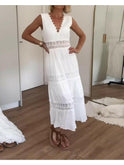 Lumina Wear Alexa lace V-neck cami dress featuring delicate lace details and a relaxed fit, perfect for casual or semi-formal occasions.