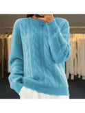 Beige Lumina Wear Camila elegant knit sweater with a cozy, stylish fit, perfect for casual or dressed-up looks.