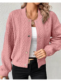 Grey Amaia cardigan by Lumina Wear, shown on a model, featuring a cozy knit design and a relaxed fit.