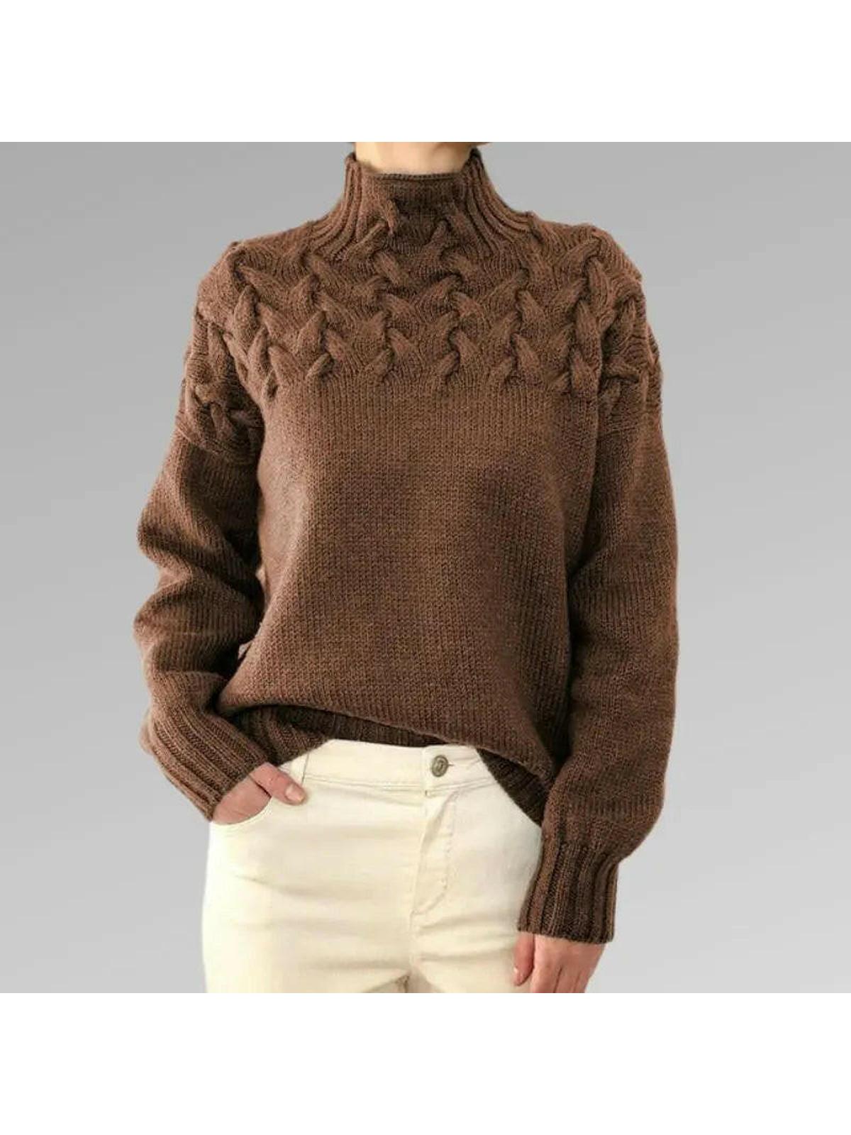 Light blue Lumina Wear Lyla turtleneck sweater, close-up of soft knit fabric and stylish collar detail.
