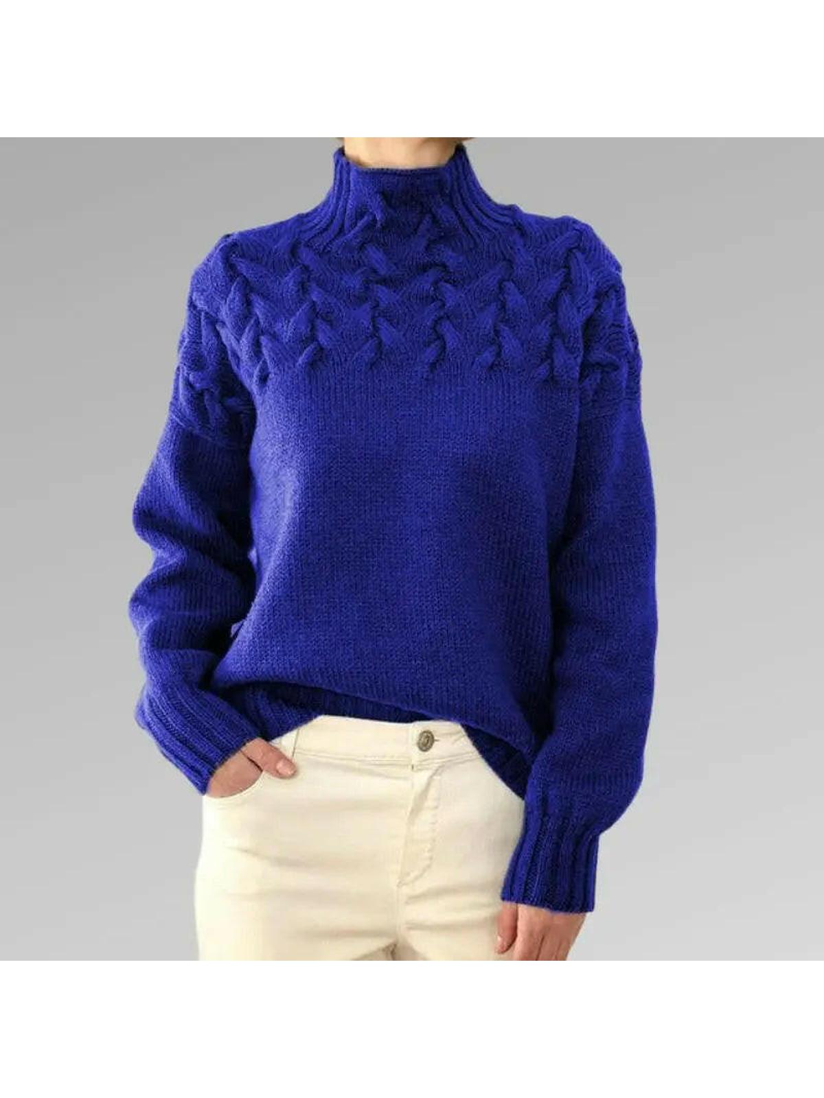 Light blue Lumina Wear Lyla turtleneck sweater featuring a cozy knit design and fitted silhouette.
