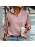 Pink Lumina Wear Dylisa Elegant Zip Sweater featuring a stylish design and a front zipper, perfect for casual and chic looks.