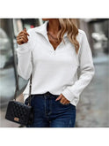 Pink Dylisa Elegant Zip Sweater by Lumina Wear with a stylish front zipper and cozy knit texture.