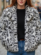 Lumina Vancouver Doris faux fur jacket in white, XS, shown on model with plush, soft texture and stylish design.