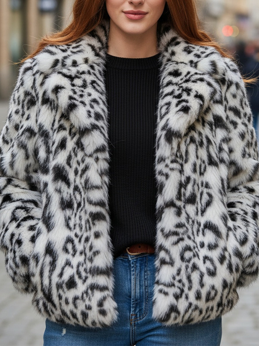 Lumina Vancouver Doris faux fur jacket in white, XS, shown on model with plush, soft texture and stylish design.